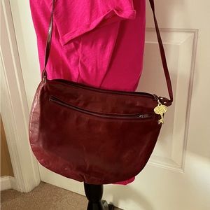 EUC Vintage Wine Small Leather Shoulder Bag/Crossbody Purse